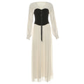 Chic Color Block Dress With Cinched Waist And V Neck