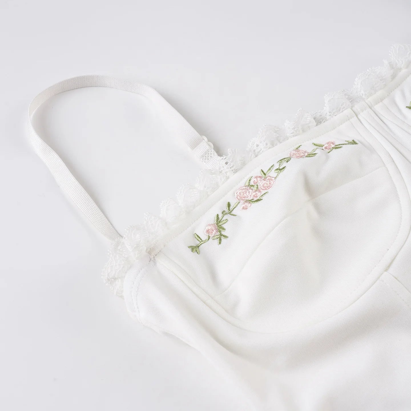 French Embroidered Flower Halter Corset Sexy Slim Top