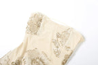 Chic Floral Embroidered Backless Maxi Dress With Low Neck And Crossback