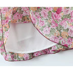 Floral Print Sexy Sling Mini Women Lace Spliced O Neck A-line Dress