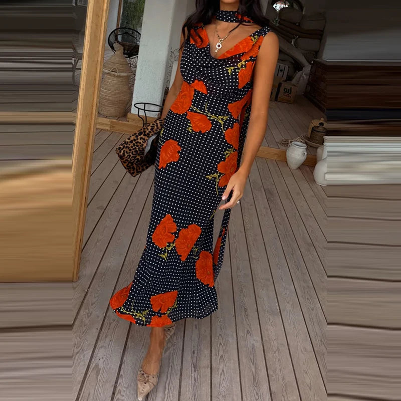 Sexy Halter Cutout Dress With Pleated Hollow Out Details