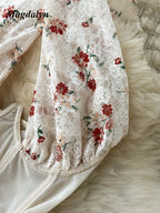 Floral Halter With Mesh Bodysuit