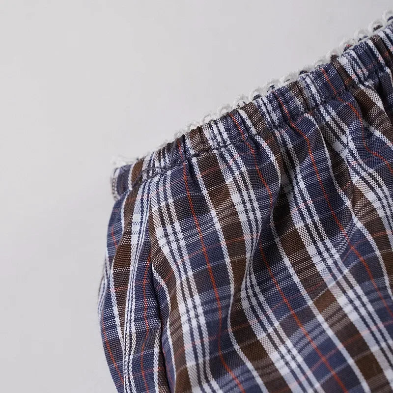 Plaid Streetwear Set With Cropped Shirt And Mini Skirt