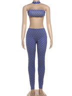 Polka Dot Halter Backless Two Piece Set