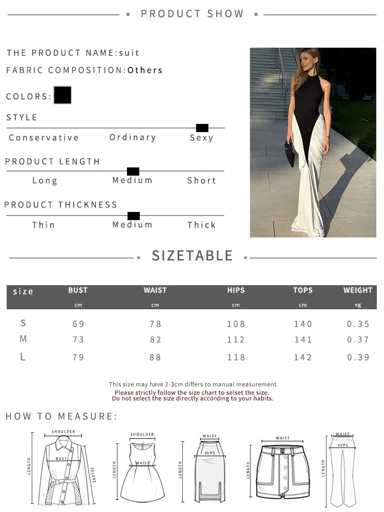 Nibber Backless Patchwork Halter Maxi Dress With Slit