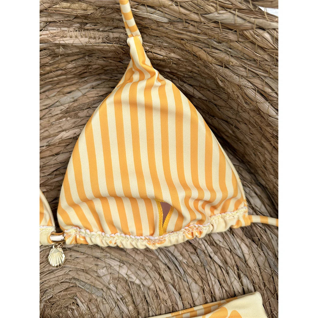 Brazilian Padded Sexy Floral Halter Two-pieces Bikini set