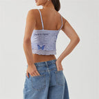 Tie Dye Butterfly Print Spaghetti Strap Cami Top Sleeveless