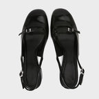 Glam Buckle Slingback Round Toe Heeled Sandals
