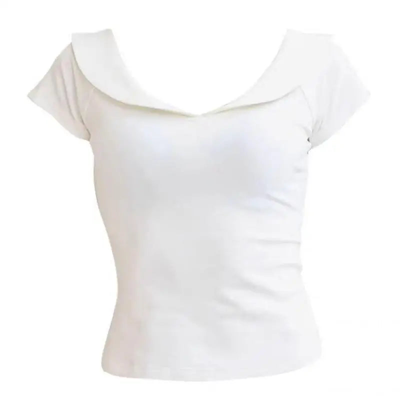 Ruffled Neck Women's Short Sleeve