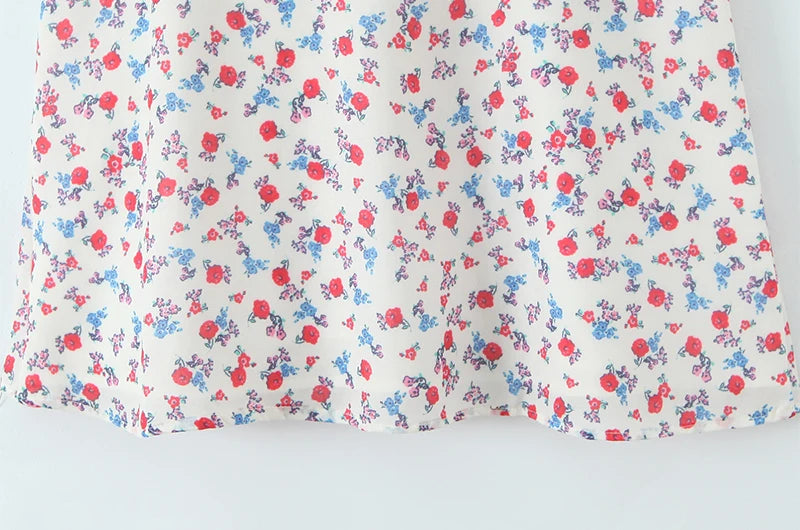 Women Fashion Sweet Floral Print Chic Halter Neck Cami Mini Y2K Embroidery Backless Dress