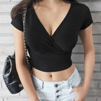 V Neck Crop Top Tee