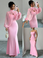 Elegant Mermaid Gown Beaded Body-con Slip Dress