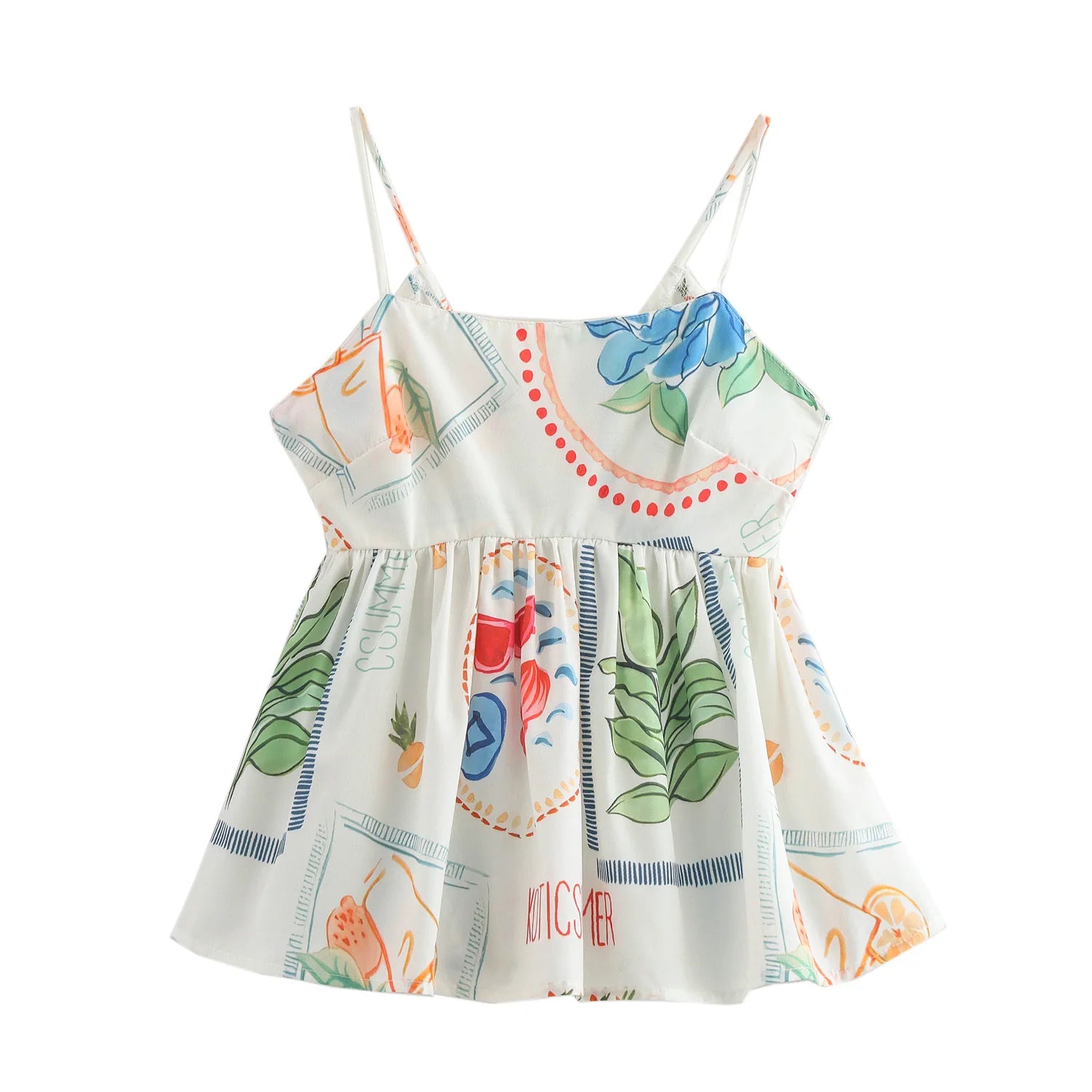 Plant Print Camisole And Shorts Set
