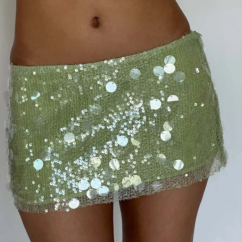 Sequin Wrap Mini Skirt With High Waist