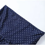 Polka Dot V Neck Halter Top Set With High Waist Ruffle Hem Mini Skirt