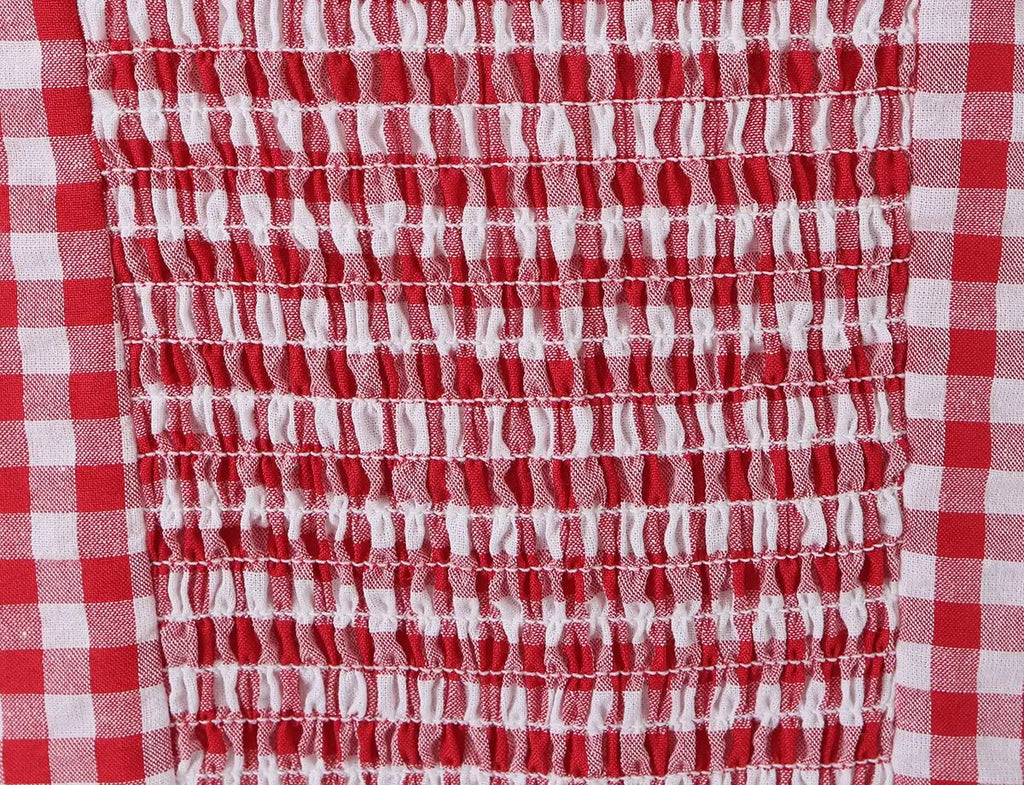 Red Plaid Corset Camis Lace Trim Bow Detail Bustier Sexy Top