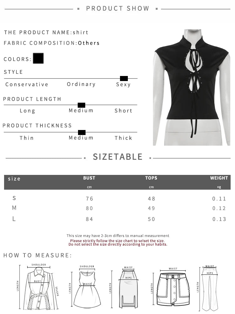Rivets Decoration Top Stand Collar Navel Exposed Bandage Look Edgy Chic High Street Fashion