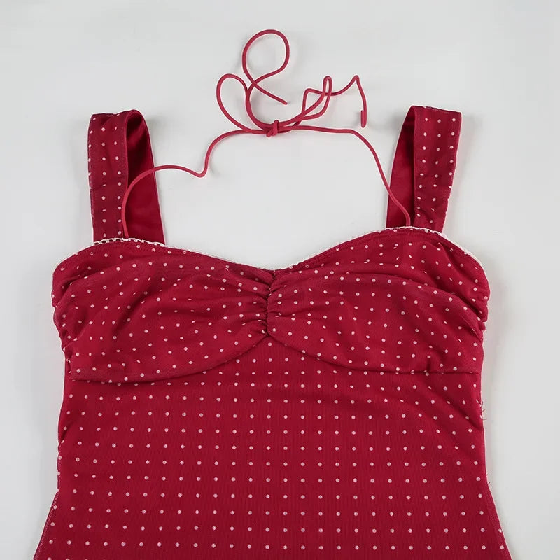 Polka Dot A Line Mini Dress With Ruched Strapless Backless Silhouette
