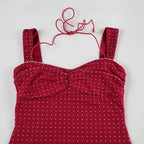 Polka Dot A Line Mini Dress With Ruched Strapless Backless Silhouette