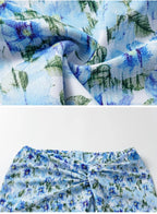 3D Flower Cutout One Piece Swimsuit With Skirt Push Up Slimming Beachwear