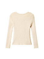 Apricot Knit Tee With Vintage Nineties Aesthetic Long Sleeve Striped Top For Cozy Layering
