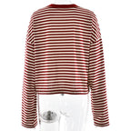 Stripe Patchwork Long Sleeve Tee for Casual Streetwear and Everyday