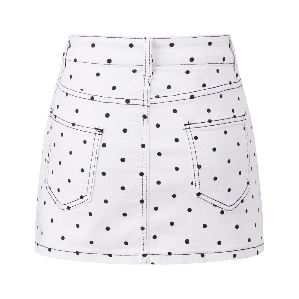 High Waist Mini Skirt With Dots Print Detail For Women Streetwear
