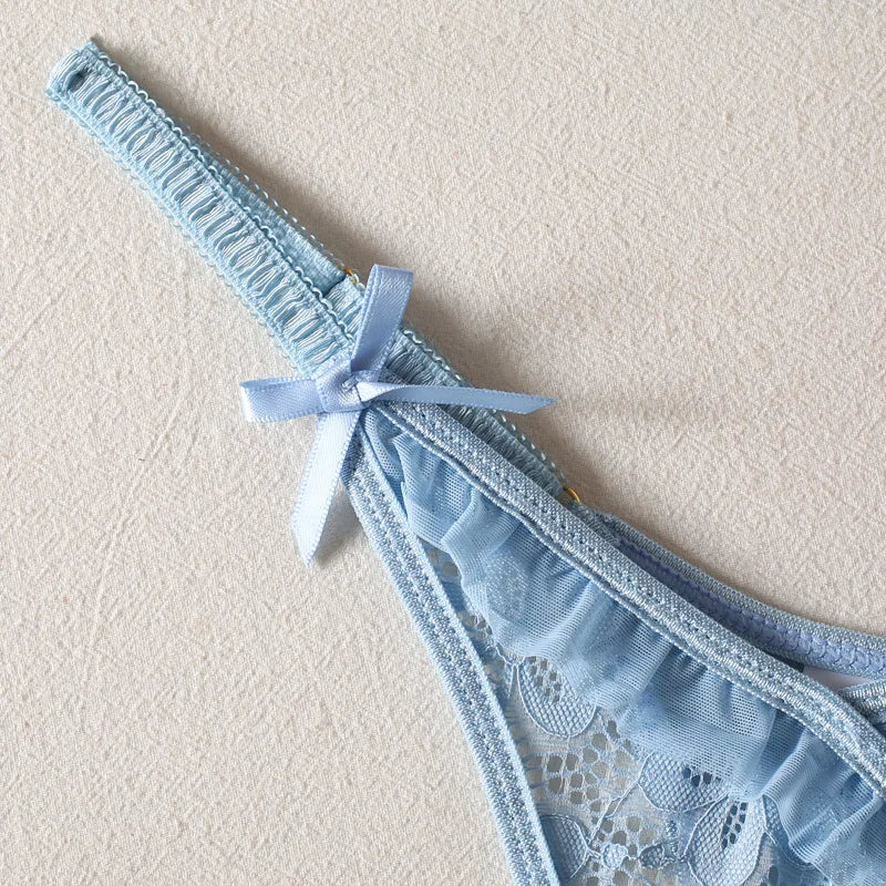 Lace Embroidered Bra and Thong Lingerie Set