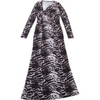 Patchwork Long Dress With Asymmetric Shoulder And Slim Stretch
