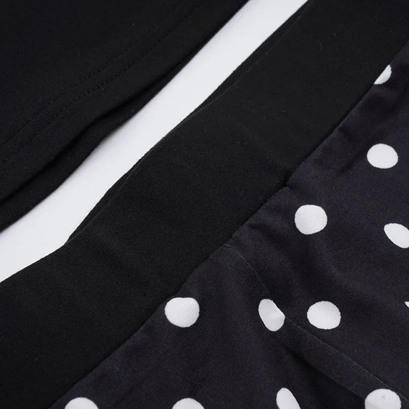 Cute Black Polka Dot Halter Two-piece Set Sexy Beachwear For Summer