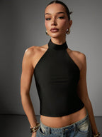 Women’s Halter Neck Backless Crop Top