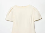 Pleated Mini Dress For Women Elegant Short Sleeve