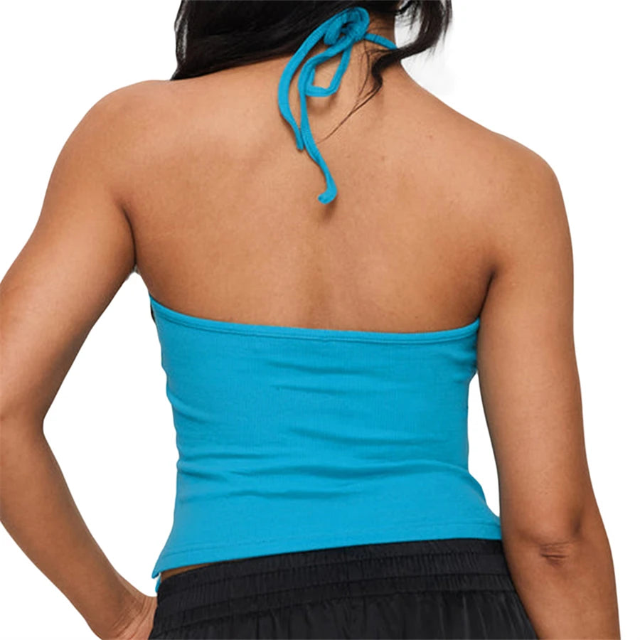 Backless Halter Crop Camisole Top Sleeveless