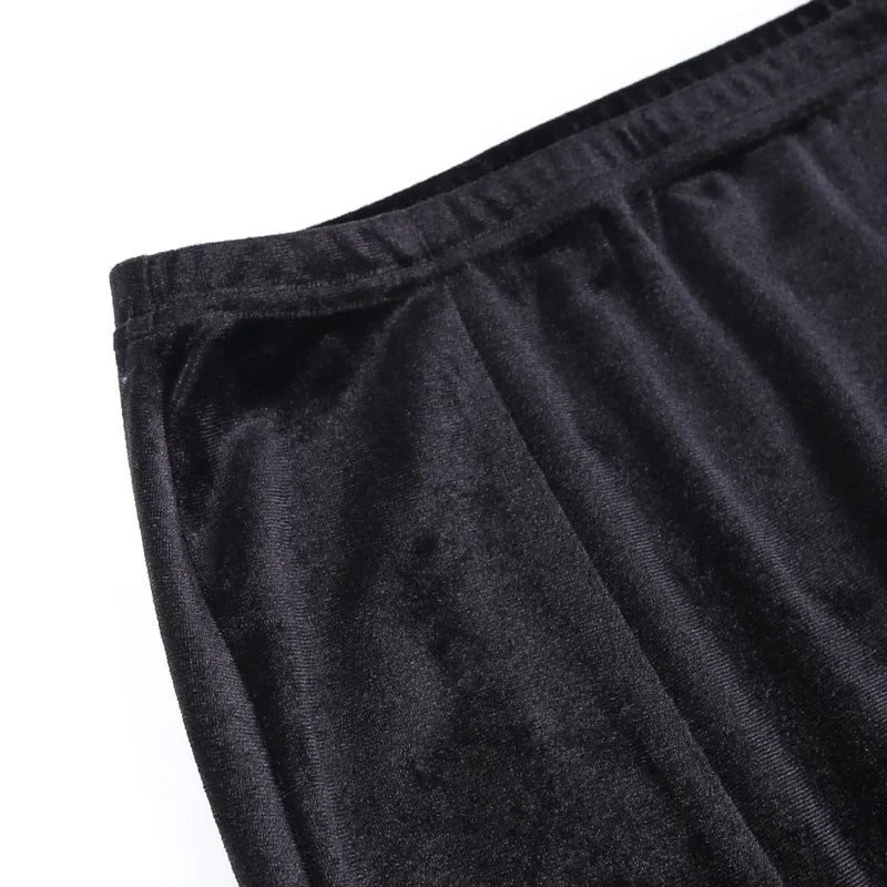 Punk High Waist Skirt With Bow Side Split Knee Length