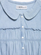 Sweet Retro-style Doll Neck Bubble Sleeve Women's Pleated Top