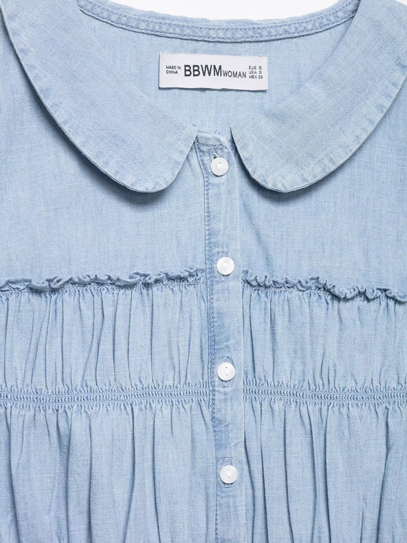 Sweet Retro-style Doll Neck Bubble Sleeve Women's Pleated Top