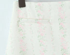 Vintage Sweet Floral Print Mini Dress Set Strapless Crop Top Bodycon Skirts Outfit