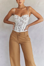 Women's Fashion Lace Spice Sling Vest Fishbone Top