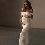 Elegant Maternity Pleated Maxi Gown With Flattering