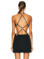 Sleeveless Hollow Out Bandage Backless Dress