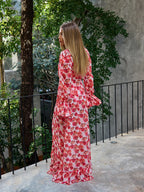 Long Dress Bikini Cover Up Print Mesh Swimwear Sexy Floral Bikinis covers Thongs Swimsuit Biquini Beachwear