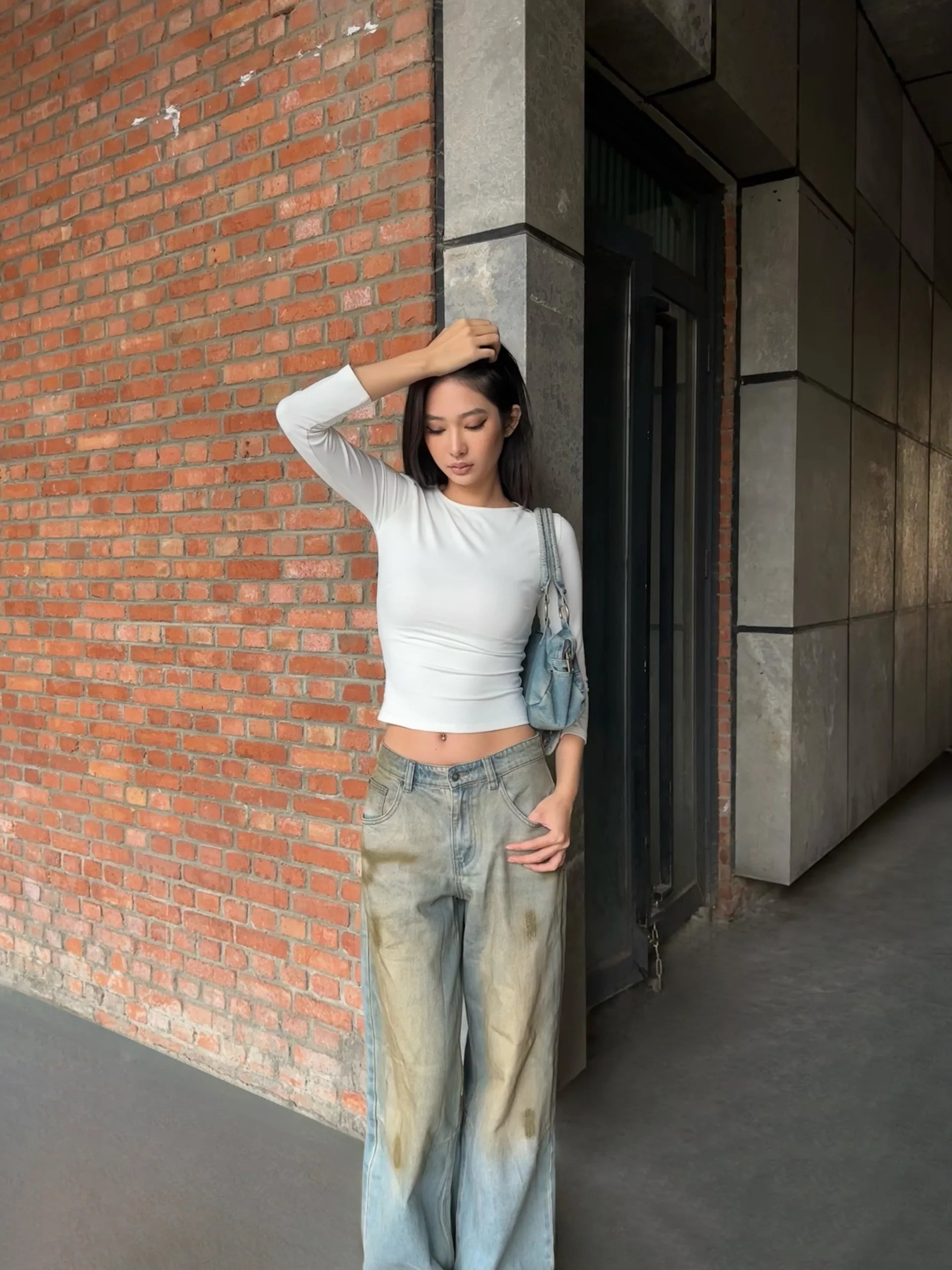 Long-Sleeve Slim-Fit Top With Multicolor High Elastic Base