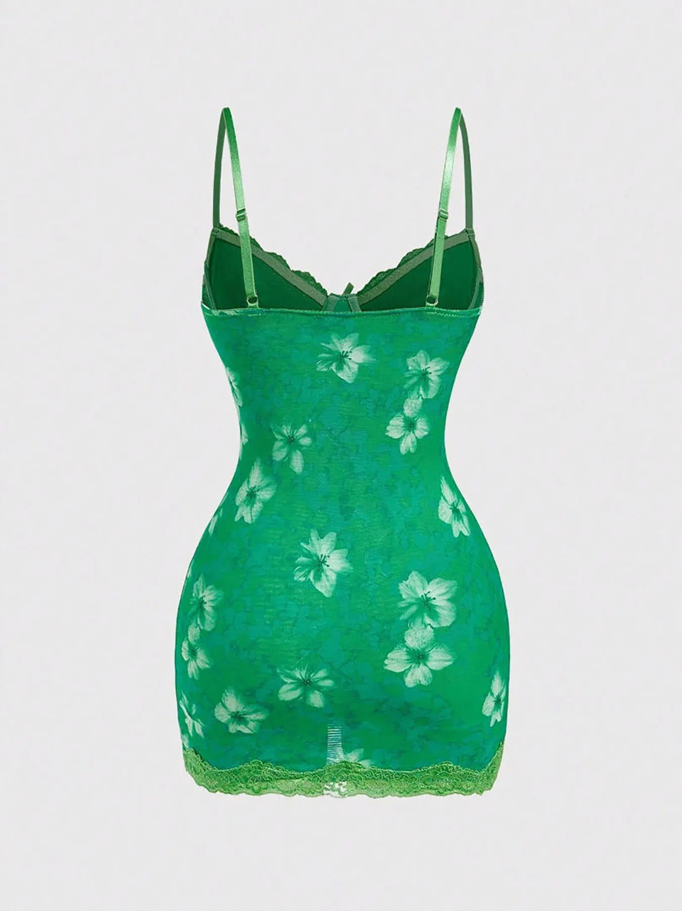 Lace Mini Dress With Spaghetti Straps High Waist Backless Retro Print