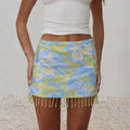 Midnight Sparkle Tie Dye Fringe Mini Skirt With Sequin Tassels