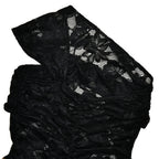 Leopard Patchwork Lace Dress One Shoulder With Ruffle Sheer Elegance