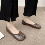 Tabi Style Leather Flats For Women Cozy Split Toe Slip On Shoes