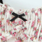 Romantic Beige Pink Flower Sling Sexy Dress Ruched Bra Backless  Dress