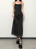 Floral Lace Trim Cami Maxi Dress Elegant Sleeveless Silhouette