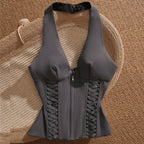 Hollow Out Edgy Bandage Halter Corset Top