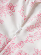 Blush Pink Floral Dress With Thin Straps And Flared Waist